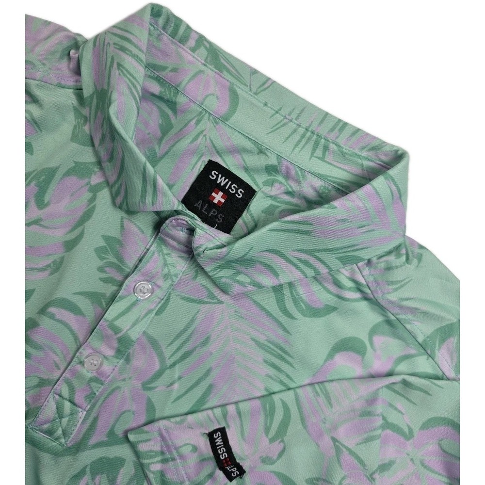 Men's Swiss Alps GOLF PERFORMANCE POLO STRETCH‎ WITH AOP FLOWERS 2XL- NWT